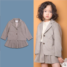 Baby girls plaid sets spring  and sutumn new clothes for kids jackets skirts suits children's college style jackets 3-10Y WS926 2024 - buy cheap