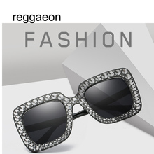 Reggaeon óculos de sol feminino quadrado, de diamante grande, 2020g, novo designer de marca, espelhado, acessório de pérola 2024 - compre barato