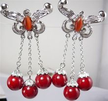 fine design 3 8mm red shell pearl beads earrings 2024 - buy cheap