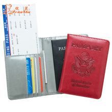 США масло коричневый двусторонний Орел удобный держатель для паспорта из искусственной кожи, встроенный RFID блокирующий защитный персональный доступ 2024 - купить недорого