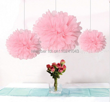 Hot Sale 15pcs 25cm(10inch) Light Pink Tissue Paper Pom Poms Wedding Party Decoration, Paper Flower Ball Home Decoration 2024 - buy cheap