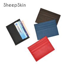 100% Sheepskin Genuine Leather Slim Soft Card Wallet Thin mini credit card holders Men Small Case Custom Name LOGO 2024 - buy cheap