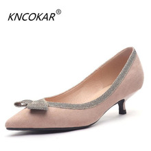 KNCOKAR-zapatos de tacón de aguja y Punta puntiaguda para mujer, calzado femenino de tacón central, a la moda, para otoño 2024 - compra barato