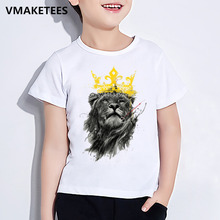 Camiseta divertida de manga corta para niños y niñas, playera con estampado de Rey el león, ropa informal fresca de Animal para bebé, HKP130 2024 - compra barato