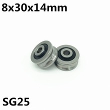 10pcs SG25 U groove bearing 8x30x14 mm double row sealed ball bearing for 10mm linear guide rail SG8RS SG25RS High quality 2024 - buy cheap