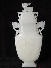 Natural authentic Afghanistan white jade carving  vase decoration living room business handicraft decoration 2024 - buy cheap