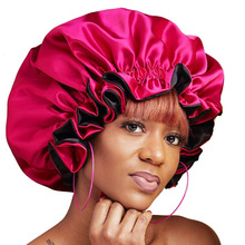 Natural Hair Sleeping Cap Black Women Silk Bonnet for Curly Large Double Layer Reversible Adjustable Satin Cap Headwear 2024 - buy cheap