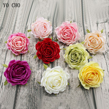 YO CHO 7 Rose Artificial Flower Head Yellow Peonies Silk Flowers White Artificial Flower Heads Wedding Decor Large Flower Heads 2024 - buy cheap