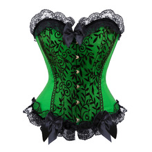 Sexy Satin Lace overlay Corset Bustier Bodyshaper Lingerie Showgirl Cosplay Costume Plus Size S-6XL clothing 2024 - buy cheap