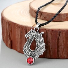 CHENGXUN Vintage Women Men Necklace Dragon Pendant Jormungandr Norse Viking Red CZ Engraved Gothic Jewelry Christmas 2024 - buy cheap