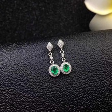 Emerald earring Free shipping Natural real emerald 925 sterling silver gemstone Fine jewelry 2024 - buy cheap