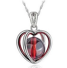 New arrival red garnet 925 sterling silver ladies luxury gem pendants necklaces jewelry wholesale drop shipping 2024 - buy cheap