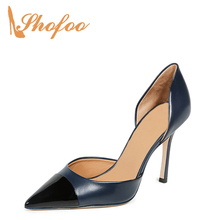 Navy Blue Black High Stilettos D'Orsay Woman Pumps Thin Heels Black Pointed Cap Toe Fashion Office Ladies Shoes Large Size 41 42 2024 - buy cheap