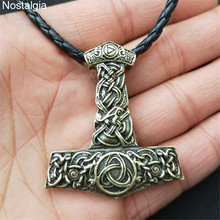 Nostalgia Thor Hammer Mjolnir Aegishjalmur Dragon Necklace Men Viking Rune Norse Trinity Ethnic Jewelry Neckless 2024 - buy cheap