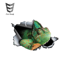 EARLFAMILY-pegatina de camaleón verde para coche, calcomanía de Metal rasgada, pegatinas reflectantes, calcomanías de camaleón impermeables, decoración, 13cm x 8,6 cm 2024 - compra barato