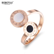 BOBOTUU Classic Vintage Rose Gold Color Rings Roman Alphabet 316L Stainless Steel Wedding Rings Jewelry For Women Anillo BR17040 2024 - buy cheap