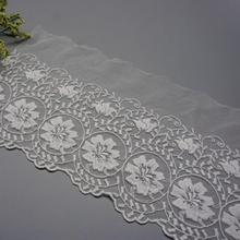 3Meter/lot 17cm wide quality milk silk white mesh embroidered lace Women's collar skirt dress skirt fabric DIY material Z1598 2024 - buy cheap