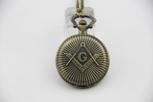 Fahion Jewelry Vintage Charm Masonic Freemasonry Pocket Watch Pendant Necklace Long Chain For Men And Women 2024 - buy cheap