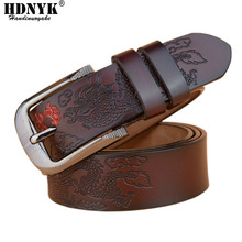 Cinturones de marca para hombre, diseño de talla de dragón, cinturón informal de moda, hebilla de Pin, cinturón clásico de piel de vaca, 2021 2024 - compra barato
