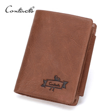 CONTACT'S Genuine Leather Men Wallets Trifold Wallet Male Zip Coin Pocket Purse Hasp Design Men's Wallet Short Cuzdan Portomonee 2024 - buy cheap