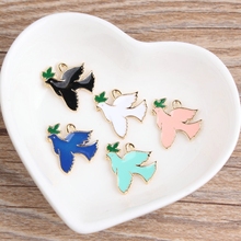 Free Shipping 50PCS Cute Animal Dove Shape Gold Tone Alloy Enamel DIY Jewelry Pendants Drop Oil Fashion Ornament Charm Pendant 2024 - buy cheap