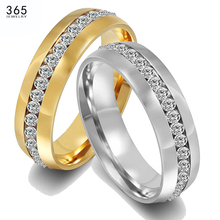 Never Fade Women Wedding Rings Stainless Steel Crystal Stone Ring Titanium Steel Engagement CZ Stone Jewelry 2024 - buy cheap