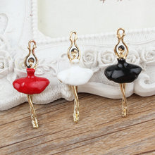 Newest Fashion Dancing Ballet Girl Pendant Charms Enamel Alloy DIY Jewelry Bracelet Necklace Phone Chain Keyring Floating Charm 2024 - buy cheap