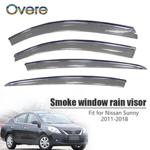 OVERE NEW 1Set Smoke Window Rain Visor For Nissan Sunny N17 2011 2012 2013 2014 2015 2016 2017 2018 Deflectors Accessories 2024 - buy cheap