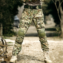 Calça militar camuflada masculina, calça tática para caminhada e caça com joelheira 2024 - compre barato