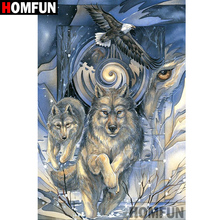 HOMFUN Full Square/Round Drill 5D DIY Diamond Painting "Wolf eagle" Embroidery Cross Stitch 5D Home Decor Gift A09490 2024 - buy cheap