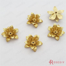 Venta al por mayor 15*6mm sin Chapado en Color Natural 3D flor latón cuentas tapas Diy joyería accesorios 20 piezas (JM7150) 2024 - compra barato