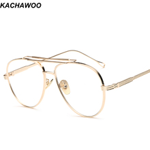 Kachawoo metal eyeglasses frames men clear lens gold silver flat top style eye glasses frames for women unisex 2024 - buy cheap