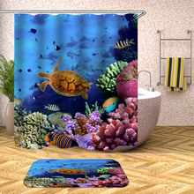 Tropical Fish Shower Curtain Undersea Turtle Waterproof Bath Curtains for Bathroom Bathtub Bathing Cover Large Wide 12pcs Hooks 2024 - buy cheap