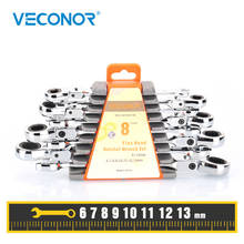 Veconor 8PCS Ratcheting Wrench Set Metric Flex Head Combination Spanner Keys Kit Open End Ratchet Wrenches Car Repair Hand Tools 2024 - buy cheap