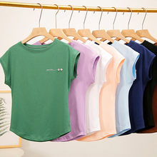 Camiseta informal de algodón para mujer, blanca y rosa holgada camiseta lisa, Camisetas femeninas T55 2020 2024 - compra barato