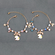 Dong Sheng-pulsera de unicornio para mujer y niña, brazalete con colgante de cristal, perla, arco, estrella, arcoíris, regalo, 25 2024 - compra barato