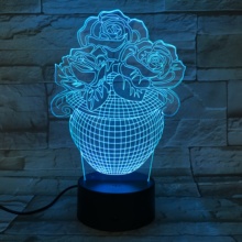 Beleza rosa planta lâmpada 3d lâmpada led lâmpada usb humor ilusão luz noturna multicolorida toque remoto luminaria decoração de casa 2024 - compre barato