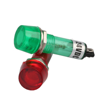 Luz indicadora de sinalização de 10mm, luz verde vermelha, 12v, 24v, dc e v ac, lâmpada piloto de aviso, nhc, terminal de 2 pinos, com 10 peças