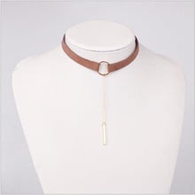 Elegant Leather Choker Necklace Women Gold Silver Plated Alloy Pendant Black Brown Velvet Choker Collar Necklace Collier Bijous 2024 - buy cheap