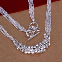 Collar de plata fina 925 para hombre y mujer, cadena de joyería de moda, collares y colgantes de 6 líneas y cuentas, SN002, venta al por mayor 2024 - compra barato