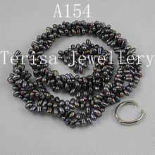 New Free Shipping A154, Grade AAA Pearl ,Size 5-6mm Length 80inch,Black colorNatural Fresh Water Pearls 100% real pearl. 2024 - buy cheap