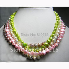 Wholesale 4pcs 18inch AA 7-8MM Green Pink White Lavender Baroque Freshwater Pearl Necklace Hot Sale New Free Shipping 2024 - buy cheap