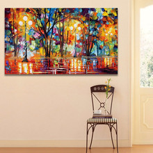 Large High Quality Handpainted Knife Oil Painting On Canvas Abstract Modern painting Wall Decor Rain Tree Road Palette Picture 2024 - buy cheap