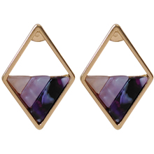 6 pair / lot fashion jewelry high quality gold metal geometry rhombus synthetic stone earrings 2024 - buy cheap