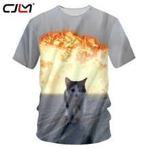 Cjlm camiseta masculina de verão, camiseta com estampa de animal 3d, fundo de gato engraçado, tamanho grande 6xl, camiseta com gola em o para homens 2024 - compre barato