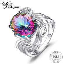 Jewelrypalace 9.5ct Радуга своих Мистик кольцо драгоценного камня topazs овальной вогнутой стерлингового серебра 925 Роскошные свадебные кольца для Для женщин 2024 - купить недорого