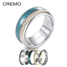 Cremo Rings for Couple Band Statement Crystal Lover Rings Arctic Symphony Collection Wedding Ring Female Bijoux Bague Free Box 2024 - buy cheap