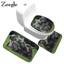 Zeegle коврик для ванной Животные печатных Ванная комната ковролин 3 шт. Ванная комната коврик на нескользящей подошве для ванной ковер Ванная комната коврики Впитывающий Коврик для туалета 2024 - купить недорого