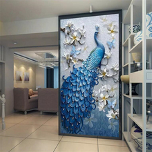 Beibehang-papel tapiz personalizado, mural de fotos 3d, pintura al óleo moderna fresca en relieve, fondo decorativo para porche de pavo real y TV 2024 - compra barato