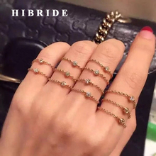 Hibride novo design de corrente feminina, anéis de moda feminina, para casamento, zircônio cúbico, anel de coquetel 2024 - compre barato